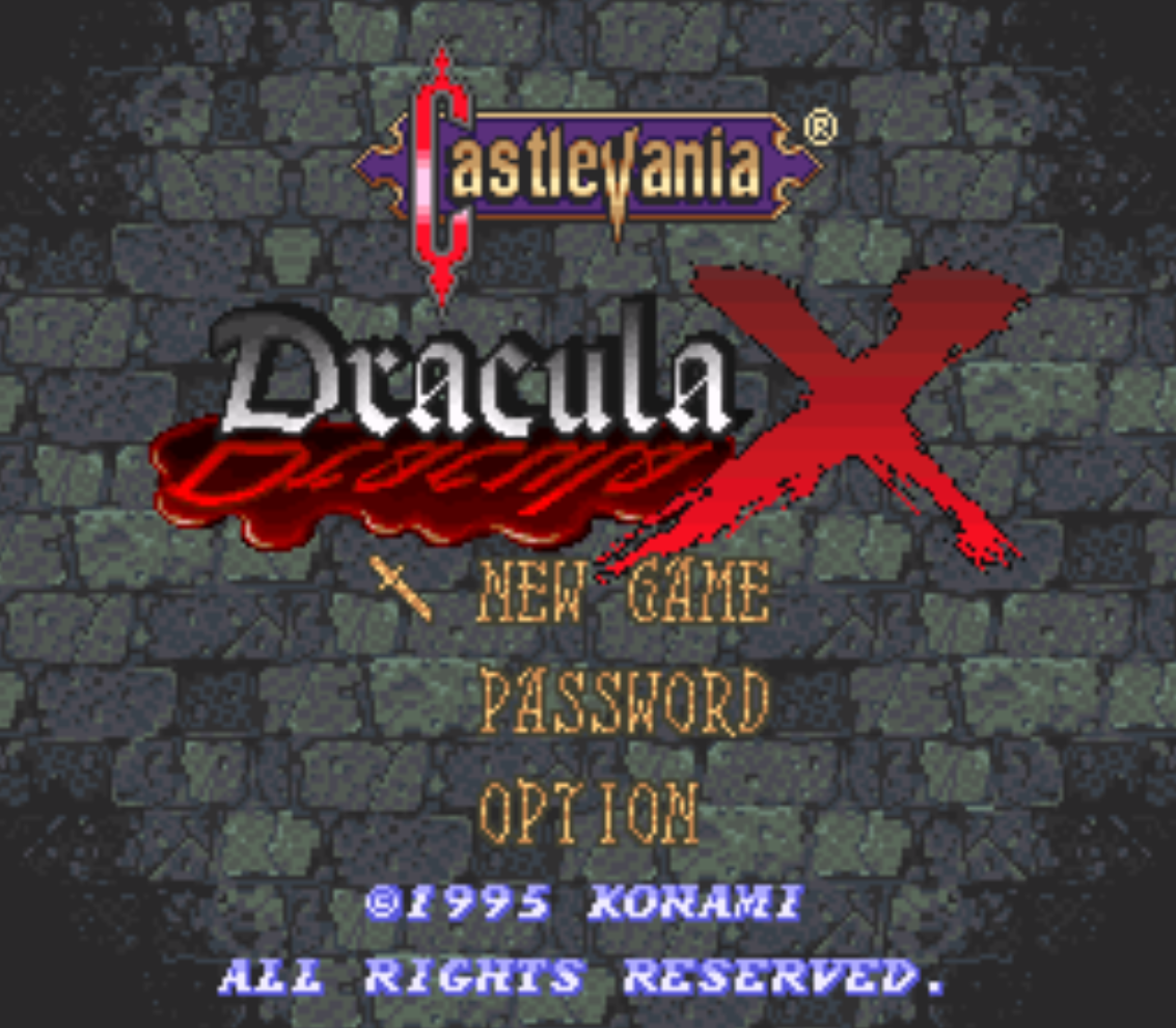 Castlevania Dracula X Title Screen